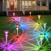 10 Pack Solar Pathway Lights Stainless Steel Waterproof Color Changing Garden Stake Lights