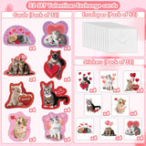32 Pack Valentines Card For Kids Classroom, Pet Cats Valentines Cards With Tattoos Envelopes, Happy Valentine Cards For Kids School, Party Exchange Favors Gifts For Boys Girls