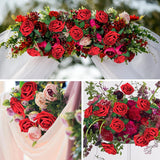 Wlt 25Pcs Red Roses Artificial Flowers Bulk For Christmas Decorations Indoor Outdoor, Dark Red Fake Roses Real Looking Foam Rose With Stems Diy Wedding Bouquets Floral Valentine'S Day