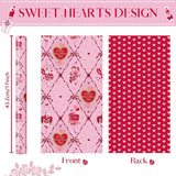 Valentines Wrapping Paper Roll - 1 Roll 17’’ X 33Ft Valentines Day Wrapping Paper Pink Red Heart Gift Packing Decorations For Men Women With Cutting Line Bridal Shower Wedding Supplies