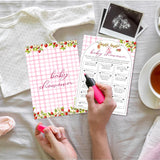 Sweet Berry Baby Shower Games, Baby Showdown Activity Cards For Party Decorations Favors, Pink Strawberry Gender Reveal Party Game For 25 Guests - B10