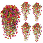 Artificial Fake Hanging Flowers Plants For Outdoor Spring Summer Decoration, 4Pcs Uv Resistant Look Real Trailing Vines For Outside Home Planter Porch Patio Valentine'S Day Decor(Multicolour)