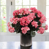 Vibrant Pink Real Touch Artificial Geranium Bush | 18" Uv-Resistant Faux Silk Flowers With 7 Fronds For Indoor/Outdoor Home, Garden, Patio & Cemetery Décor - Pack Of 1
