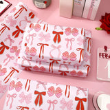 Valentine'S Day Wrapping Paper -Mini Roll- 17 In X 32.8 Ft Pink Red Bow Gift Wrap Paper For Birthday Wedding Bride Shower Party Wrapping Supplies