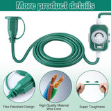20 Ft Outdoor Extension Cord With Timer, Halloween Christmas Green Extension Cord, 16Awg Sjtw Cable With Weatherproof Covers For Christmas Lights Holiday Landscaping Decorations