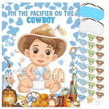 Pin The Pacifier On The Cowboy Party Games Western Party Game First Rodeo Party Decor Large Baby Poster Blindfold 48 Pacifier Stickers For Cowboy Baby Shower Decorations