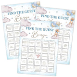 Bear Balloon Find The Guest Bingo, Baby Shower Game - Pack Of 30 Cards, Gender Neutral - Fun Baby Activity - Fa43