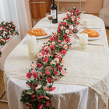 Flower Garland Rose Vines, 2 Strands 16.5Ft Flower Vines For Bedroom, Rose Floral Garland Decorations For Room Table Birthday Wedding Party Garden Wall Decor
