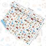 Little Cowboy Wrapping Paper -Mini Roll- 17 Inch X 32.8Ft Blue Brown Cowboy Hat Clothes Cactus Gift Wrap Art Paper For Western Birthday Baby Shower Supplies