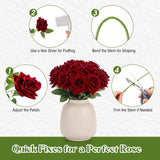 10 Pcs Red Roses Artificial Velvet Flowers, Fake Silk Rose Faux Look Real Florals For Valentine Diy Bouquet Wedding Centerpieces Party Home Decor