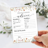 Baby Shower Game Cards, 30 Floral Theme Double-Sided Game Cards For Baby Announcement, Baby Predictions & Advice Game Cards, Spring Wildflower,Gender Reveal Party Favor, Activity - C04