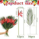 28 Pcs Bird Of Paradise Stems Artificial Plant 22 Inch Faux Tropical Flowers And 19.7 Inch Fake Palm Leaves For Garden Verandah Wedding Floral Arrangement Hawaiian Luau Decorations
