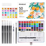 50 Colors Watercolor Paint Set - Vibrant Pigments In Portable Metal Case With 6 Brushes, Non-Toxic Travel-Friendly Painting Kit For Professional Artists/Students/Beginners