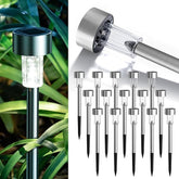 16 Pack Stainless Steel Solar Garden Lights Waterproof Cold White Landscape Pathway Lights