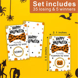 3.5" X 2.1" Halloween Themed Scratch Cards - 40 Happy Halloween Bat Bowtie Game Cards - Horror Party, Theme Party, Wedding Bridal Party And Raffle - A02