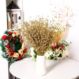 30 Pcs Christmas Artificial Glitter Berry Stem Decorations 17 Inch Faux Stick Floral Pick Centerpiece Bouquet Flower Bead Twigs For Centerpiece Tree Wreath Xmas Ornaments Home(Gold)