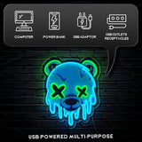 Ice Bear Neon Sign USB Dimmable LED Wall Light for Bedroom Bar Man Cave Decor
