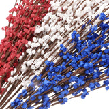 15Pcs Artificial Flowers 22.4" Faux Flowers Fake Bulk Branches Bouquets For Home Office Garden Vase Table Wedding Decoration, White, Blue, Red