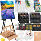 158Pcs Deluxe Art Painting Kit With Metal And Solid Beech Wood Easel, Acrylic, Oil & Watercolor Paint Set, Paint Brushes, Canvas, Palette, Paper Pad, Professional Art Set For Adults Artist