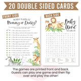 20 Safari Baby Shower Games Gender Neutral-Hilarious For Girl, Funny Boy, Guess Who Mommy Or Daddy, Baby Games Word Search Game