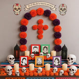 24 Pcs Day Of The Dead Decorations Dia De Los Muertos Altar Decor Artificial Marigold Flower Mexican Party Ofrenda Decorations For Diwali Halloween Decor (Purple Orange)