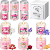 12 Pack Pink Christmas Scented Candles For Home Christmas Gifts For Women 3.5Oz Natural Soy Wax Jar Candles Include 6 Different Scents For Xmas, New Year, And Winter Decor