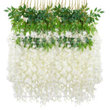 12 Pack Wisteria Flower Vines Garland 3.75 Feet Fake Hanging Flower Artificial Wisteria Vines Rattan For Wedding Party Garden Greenery Home Wall Decoration?White