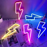Lightning Bolt Neon Sign Yellow LED Wall Light USB/Battery Powered Kids Room Decor