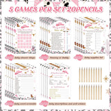 145 Pcs Baby Shower Games Supplies 5 Sets Game Activities Cards With 20 Pencils Include Baby Shower, Description And Well Wishes, Word Scramble(Cowgirl Style)