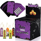 Halloween Costume Contest Ballot Box And 40 Voting Cards, 10 Award Prize Ribbons Fun Decorations, Halloween Party Supplies For Home Indoor Office And Party Games (Purple)