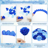 429 Pcs Premade Satin Ribbon Rose Petals Half Finished Three Color Eternal Rose Diy Flowers Bouquets Everlasting Floral For Birthday Wedding Anniversary (Dusty Blue)