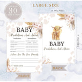 Boho Cow Baby Predictions And Advice Cards, Baby Shower Game, Pack Of 30 Game Cards, Gender Neutral Boy Or Girl, Fun Baby Game And Activity - Fa30