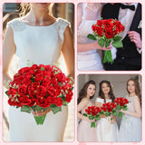 108 Pcs Artificial Silk Rose Bouquet Flowers Bulk Fake Roses With Stem Plastic Realistic Faux Floral For Spring Craft Wedding Bridal Shower Table Centerpieces Party Vase Garden Decor(Red)