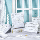 Happy Anniversary Wrapping Paper Roll - Mini Roll - 17 Inch X 16.5 Feet - Silver Foil Happy Anniversary Lettering Design Perfect For Celebration, Party