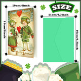 24 Set St Patrick'S Day Cards With Envelopes Vintage Green St Patrick'S Day Shamrock Greeting Cards Retro Clover Irish Cards For Party Classroom Home Office Business (Cute Style)