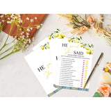 Blue Tiles And Lemons He Said She Said Game For 30 Guests With Game Cards, Lemons Bridal Shower Game, Modern Bridal Shower Decorations, Wedding Shower Or Bachelorette Party Supplies - 02