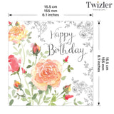 Happy Birthday Card For Her With Watercolour Effect And Flowers - Female Birthday Card For Ladies - Womens Floral