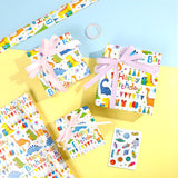Happy Birthday Dinosaur Wrapping Paper Roll, 17 Inch X 32.8 Feet 1 Roll, Cute Wrapping Paper, Dinosaur Party Favor, Baby Showers, Happy Bday Wrap, Christmas Wrapping Paper Design , Wrapping Paper Rolls Gift Wrap Paper Parties