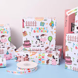 Farm Animal Wrapping Paper Roll For Boys Girls Kids - Cute Cow, Chick, Sheep, Horse Design Birthday Gift Wrap For Baby Shower Holiday Birthday Party - 17 In X 20 Ft(Total 28.5Sq.Ft)