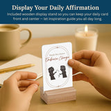 Daily Affirmation Cards, 50 Positive Affirmation Cards Double Sided, Sobriety And Recovery Daily Mindset Prompts, Includes Sobriety Coin & Wooden Card Stand, Perfect Recovery Gift
