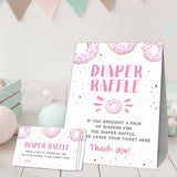 Baby Shower Games, 1 Diaper Raffle Standing Sign With 50 Diaper Raffle Tickets, Donut Love Theme Babyshower Party Decorations And Supplies For Boys Or Girls(Lblk-C01)