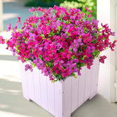Artificial Faux Plants Flowers Outdoor Spring Summer Decoration, 12 Bundles Fake Silk Colorful Daisy Eucalyptus Realistic Uv Resistant For Outside Home Planter Porch Yard Decor (Purple Red Lotus)