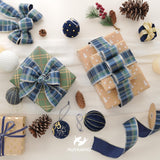 Blue And Green Plaid Christmas Ribbon 2.5 Inch Tartan Velvet Wired Ribbon For Christmas Tree, Garlands, Gift Wrapping, Wreaths, Mantel & Holiday Crafts- Continuous 10 Yards