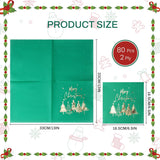80 Pack Merry Christmas Paper Napkins Red Green White Gold Five Xmas Trees Disposable Party Luncheon Napkins For Christmas New Year Holiday Dinner Party Supplies, 6.5 X 6.5 Inch-5 (Green)