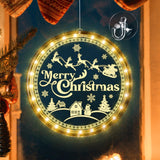 Merry Christmas Window Light Decorations Xmas Led Decorative Window Battery Operated 3D Acrylic Hanging Light With Sucti