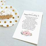 Poem Mother'S Day Card From Daughter Son, Sweet Flower Mothers Day Card For Mommy, Happy Mother'S Day To My Best Mom