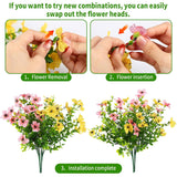 12Pcs Violet Artificial Flowers With 21 Replaceable Flower Heads - No Fade Fake Flowers, Realistic Uv Resistant Faux Flowers For Home Decor, Wedding, Outdoor Patio & Diy Arrangements (Yellow/Pink)