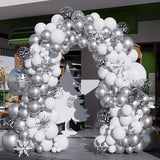 White And Silver Balloons Garland Arch Kit,154Pcs 18/12/10/5Inch White Metallic Silver And Silver Confetti Latex Balloons For Winter Wonderland Wedding Baby Shower Christmas Prom Party Decorations