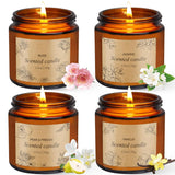 4 Packs Candles For Home Scented, Scented Candles Gifts For Women, Natural Soy Wax Amber Jar Candle, Long Lasting Aromatherapy Candle Gift Set For Birthday Valentine'S Day Mother'S Day