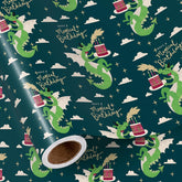Birthday Wrapping Paper Roll For Boys Girls, Mini Roll, Magical Dragon And Cake Design With Have A Magical Birthday Text Design, Fantasy Gift Wrap For Kids Party, 17 Inches X 16.4 Feet